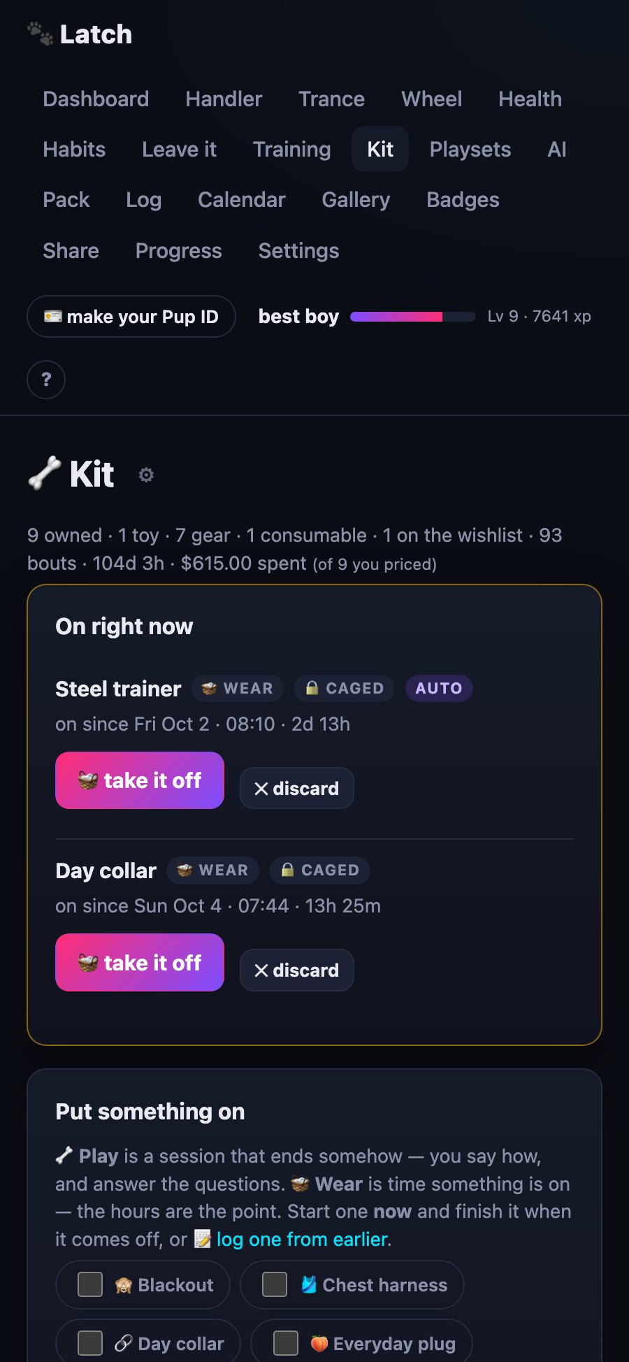 Kit page on a phone