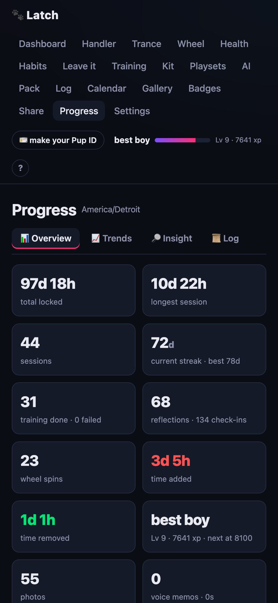 Progress page on a phone